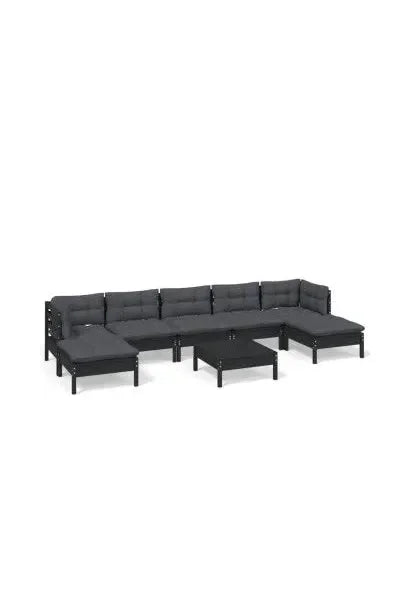 vidaxl_3097101_set_mobiliario_para_jardín_de_8_piezas_hecho_en_madera_con_mesa_color_negro_y_cojines_color_gris_oscuro_0