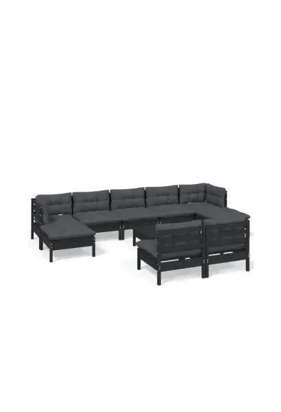 vidaxl_3097113_set_mobiliario_para_jardín_de_10_piezas_hecho_en_madera_con_mesa_color_negro_y_cojines_color_gris_oscuro_0