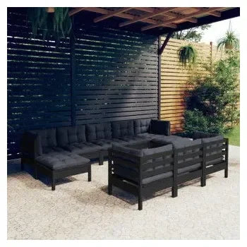 vidaxl_3097143_set_mobiliario_para_jardín_de_10_piezas_hecho_en_madera_color_negro_y_cojines_color_gris_oscuro_1