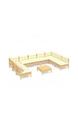 VIDAXL 3097181 Juego de muebles modulares para el jardín fabricados en madera de pino con un acabado natural y gris de vidaXL