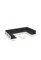 VIDAXL 3097182 Juego de muebles para jardín de madera maciza de pino color blanco y gris antracita 10 piezas de vidaXL