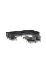 VIDAXL 3097231 Set de muebles para jardín de 13 piezas color gris con cojines antracita de vidaXL