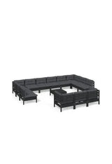 VIDAXL 3097293 Juego de muebles de jardín con cojines y mesa fabricados en madera maciza de pino color negro y gris antracita de vidaXL