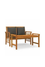 VIDAXL 312142 Muebles para jardín de dos plazas fabricado en madera maciza con cojines de color gris oscuro de vidaXL