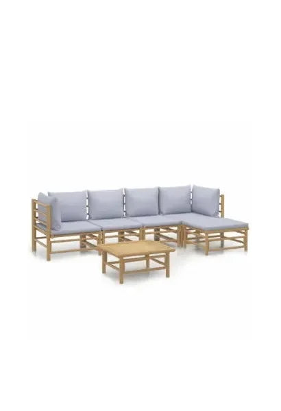 vidaxl_3155084_juego_de_sofás_y_mesa_para_jardín_de_6_piezas_fabricadas_en_bambú_con_cojines_de_color_gris_claro_vida_xl_0