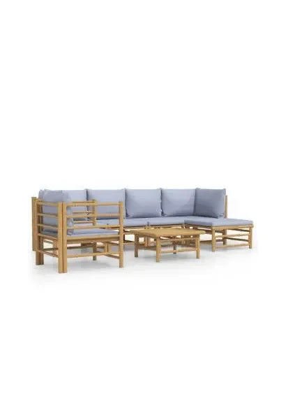 vidaxl_3155085_juego_de_sofás_y_silla_con_mesa_para_jardín_de_7_piezas_fabricadas_en_bambú_con_cojines_de_color_gris_claro_vida_xl_0