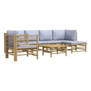 vidaxl_3155085_juego_de_sofás_y_silla_con_mesa_para_jardín_de_7_piezas_fabricadas_en_bambú_con_cojines_de_color_gris_claro_vida_xl_2