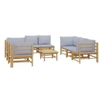 vidaxl_3155091_set_de_sofás_para_jardín_de_9_piezas_fabricado_en_bambú_con_cojines_de_color_gris_claro_vida_xl_2