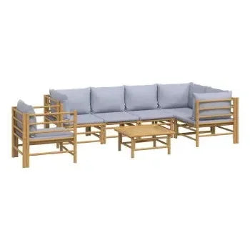 vidaxl_3155093_juego_de_muebles_para_jardín_de_7_piezas_fabricado_en_bambú_con_cojines_de_color_gris_claro_vida_xl_2