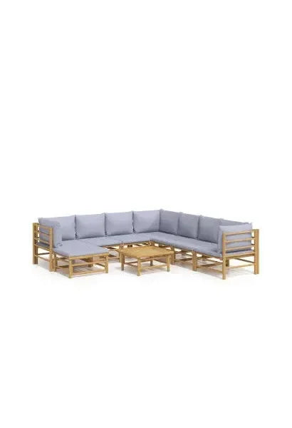 vidaxl_3155100_set_de_sofás_y_mesa_para_jardín_de_9_piezas_fabricado_en_bambú_con_cojines_de_color_gris_claro_vida_xl_0