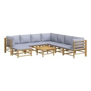 vidaxl_3155100_set_de_sofás_y_mesa_para_jardín_de_9_piezas_fabricado_en_bambú_con_cojines_de_color_gris_claro_vida_xl_2
