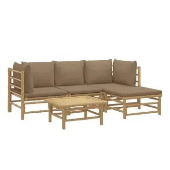 vidaxl_3155114_juego_de_sofás_y_mesa_para_jardín_de_5_piezas_fabricado_en_bambú_con_cojines_de_color_gris_topo_2
