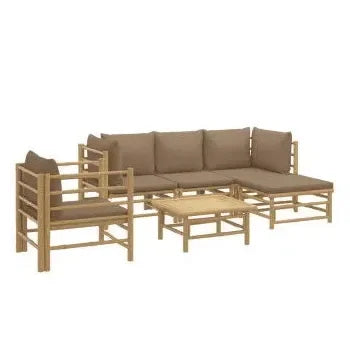 vidaxl_3155115_juego_de_sofás_y_mesa_para_jardín_de_6_piezas_fabricado_en_bambú_con_cojines_de_color_gris_topo_vida_xl_2