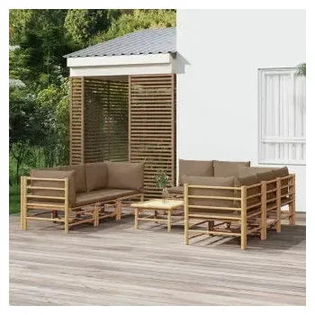 vidaxl_3155123_set_de_sofás_y_mesa_para_jardín_de_9_piezas_fabricado_en_bambú_con_cojines_de_color_gris_topo_vida_xl_1