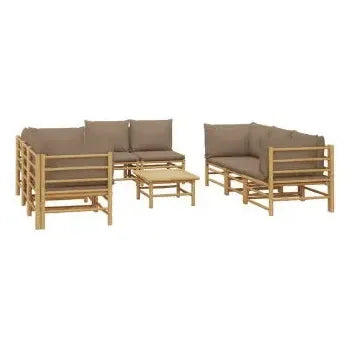 vidaxl_3155123_set_de_sofás_y_mesa_para_jardín_de_9_piezas_fabricado_en_bambú_con_cojines_de_color_gris_topo_vida_xl_2