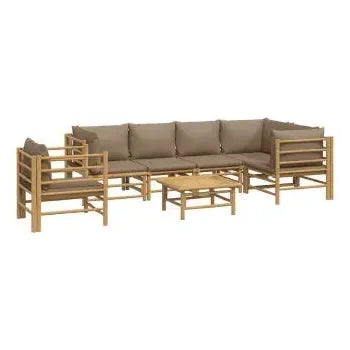 vidaxl_3155125_juego_de_sofás_y_mesa_para_jardín_de_7_piezas_fabricado_en_bambú_con_cojines_de_color_gris_topo_vida_xl_2