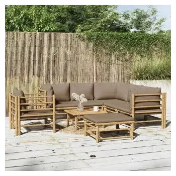 vidaxl_3155126_set_de_sofás_y_silla_con_mesa_para_jardín_de_8_piezas_fabricado_en_bambú_con_cojines_de_color_gris_topo_vida_xl_1