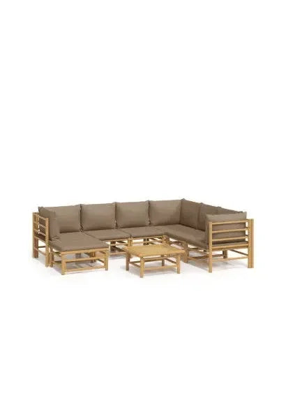 vidaxl_3155127_set_de_sofás_con_mesa_para_jardín_de_8_piezas_fabricado_en_bambú_con_cojines_de_color_gris_topo_vida_xl_0