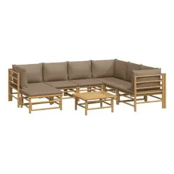 vidaxl_3155127_set_de_sofás_con_mesa_para_jardín_de_8_piezas_fabricado_en_bambú_con_cojines_de_color_gris_topo_vida_xl_2