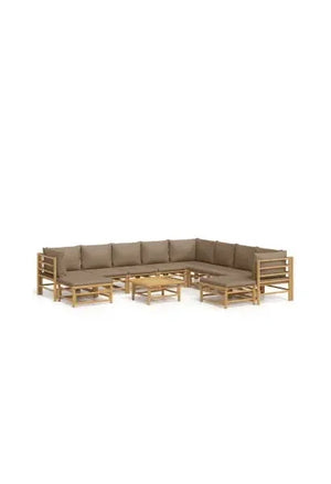 vidaxl_3155129_set_de_sofás_y_mesa_para_jardín_de_11_piezas_fabricado_en_bambú_con_cojines_de_color_gris_topo_vida_xl_0