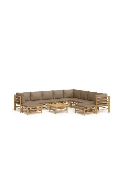vidaxl_3155129_set_de_sofás_y_mesa_para_jardín_de_11_piezas_fabricado_en_bambú_con_cojines_de_color_gris_topo_vida_xl_0