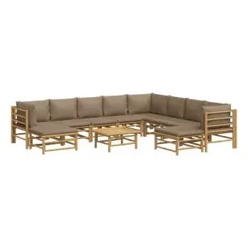 vidaxl_3155129_set_de_sofás_y_mesa_para_jardín_de_11_piezas_fabricado_en_bambú_con_cojines_de_color_gris_topo_vida_xl_2