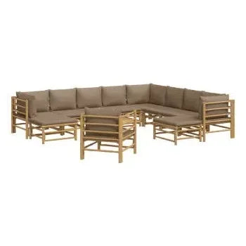 vidaxl_3155130_set_de_sofás_y_mesa_para_jardín_de_12_piezas_fabricado_en_bambú_con_cojines_de_color_gris_topo_vida_xl_2