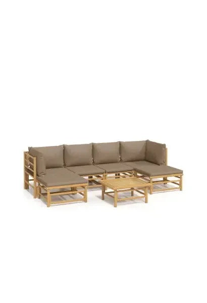 vidaxl_3155133_juego_de_sofás_con_mesa_y_reposapiés_para_jardín_de_7_piezas_fabricado_en_bambú_con_cojines_de_color_gris_topo_vida_xl_0