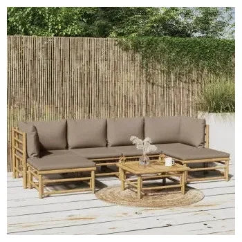 vidaxl_3155133_juego_de_sofás_con_mesa_y_reposapiés_para_jardín_de_7_piezas_fabricado_en_bambú_con_cojines_de_color_gris_topo_vida_xl_1
