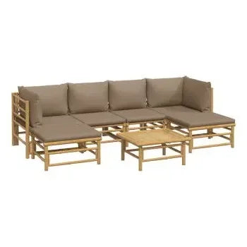 vidaxl_3155133_juego_de_sofás_con_mesa_y_reposapiés_para_jardín_de_7_piezas_fabricado_en_bambú_con_cojines_de_color_gris_topo_vida_xl_2
