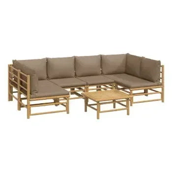 vidaxl_3155134_set_de_sofás_con_mesa_para_jardín_de_7_piezas_fabricado_en_bambú_con_cojines_de_color_gris_topo_vida_xl_2