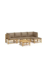 VIDAXL 3155136 Set de sofás con mesa y reposapiés para jardín de 6 piezas de madera con cojines de color gris topo de vidaXL