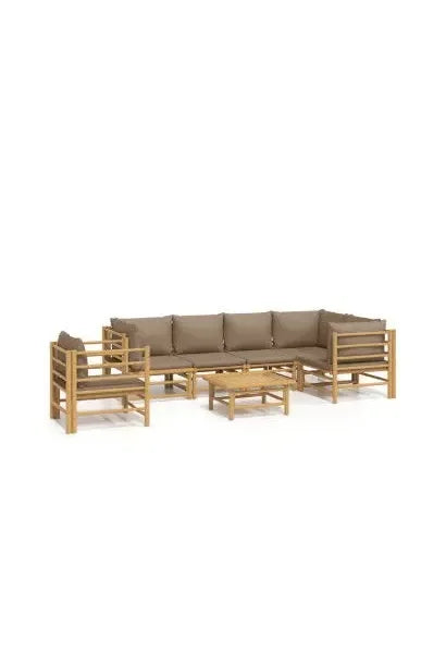 vidaxl_3155141_set_de_sofás_y_silla_con_mesa_para_jardín_de_7_piezas_fabricado_en_bambú_con_cojines_de_color_gris_topo_vida_xl_0