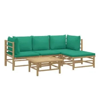 vidaxl_3155146_set_de_sofás_con_reposapiés_para_jardín_de_5_piezas_fabricado_en_bambú_con_cojines_de_color_verde_vida_xl_2