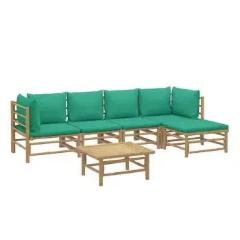 vidaxl_3155148_set_de_sofás_con_reposapiés_y_mesa_para_jardín_de_6_piezas_de_madera_con_cojines_de_color_verde_vida_xl_2