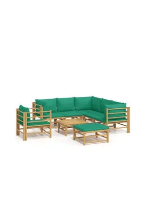 vidaxl_3155158_set_de_sofás_y_silla_para_jardín_de_8_piezas_fabricado_en_bambú_con_cojines_de_color_verde_vida_xl_0