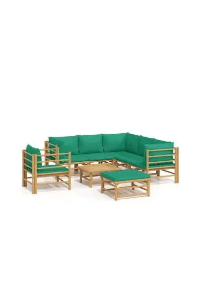 vidaxl_3155158_set_de_sofás_y_silla_para_jardín_de_8_piezas_fabricado_en_bambú_con_cojines_de_color_verde_vida_xl_0