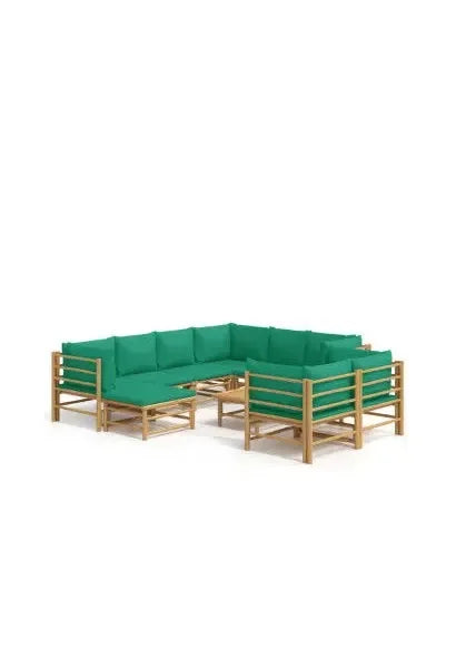 vidaxl_3155160_set_de_sofás_y_reposapiés_para_jardín_de_10_piezas_fabricado_en_bambú_con_cojines_de_color_verde_vida_xl_0