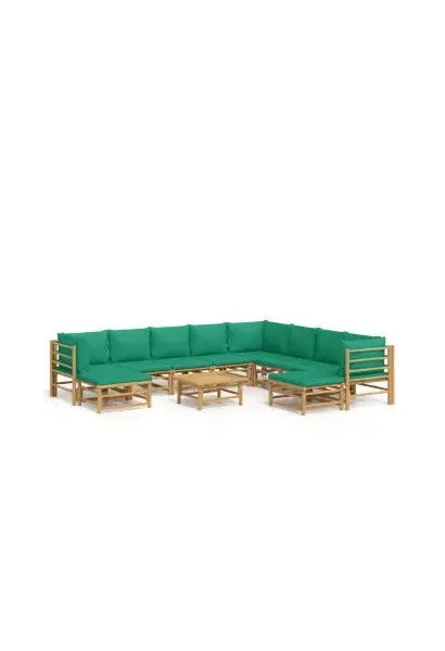 vidaxl_3155161_set_de_sofás_y_reposapiés_para_jardín_de_11_piezas_fabricado_en_bambú_con_cojines_de_color_verde_vida_xl_0