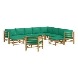 vidaxl_3155162_set_de_sofás_con_silla_y_reposapiés_para_jardín_de_12_piezas_fabricado_en_bambú_con_cojines_de_color_verde_vida_xl_2