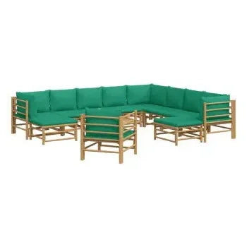 vidaxl_3155162_set_de_sofás_con_silla_y_reposapiés_para_jardín_de_12_piezas_fabricado_en_bambú_con_cojines_de_color_verde_vida_xl_2