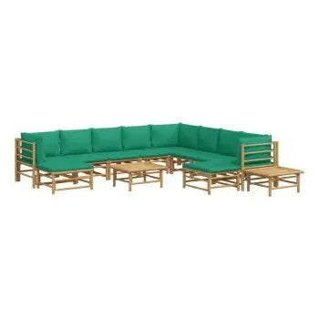 vidaxl_3155163_set_de_sofás_y_reposapiés_para_jardín_de_12_piezas_fabricado_en_bambú_con_cojines_de_color_verde_vida_xl_2