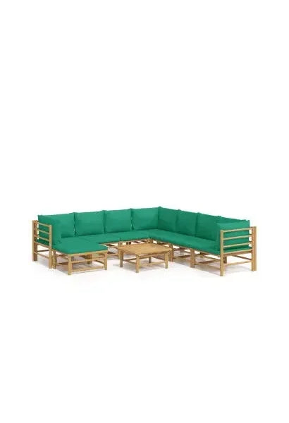 vidaxl_3155164_set_de_sofás_y_reposapiés_para_jardín_de_9_piezas_fabricado_en_bambú_con_cojines_de_color_verde_vida_xl_0