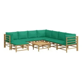 vidaxl_3155164_set_de_sofás_y_reposapiés_para_jardín_de_9_piezas_fabricado_en_bambú_con_cojines_de_color_verde_vida_xl_2