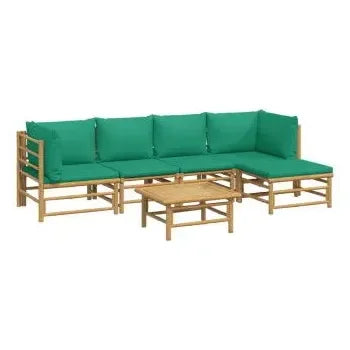 vidaxl_3155168_set_de_sofás_y_reposapiés_para_jardín_de_6_piezas_fabricado_en_bambú_con_cojines_de_color_verde_vida_xl_2