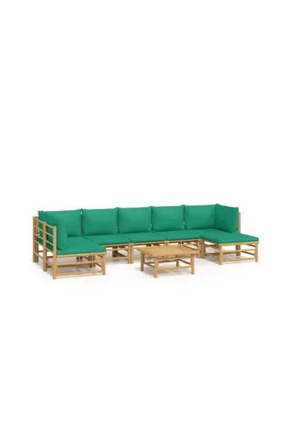 vidaxl_3155174_juego_de_sofás_con_reposapiés_para_jardín_de_8_piezas_fabricado_en_bambú_con_cojines_de_color_verde_vida_xl_0
