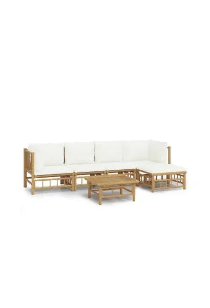 vidaxl_3155200_juego_de_sofás_y_reposapiés_con_mesa_para_jardín_de_6_piezas_fabricado_en_bambú_con_cojines_de_color_blanco_vida_xl_0
