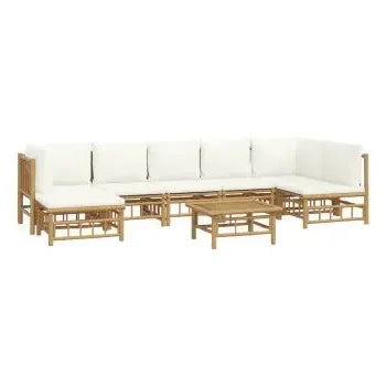 vidaxl_3155206_set_de_sofás_y_reposapiés_con_mesa_para_jardín_de_8_piezas_fabricado_en_bambú_con_cojines_de_color_blanco_vida_xl_2