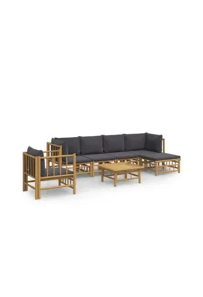 vidaxl_3155213_set_de_sofás_y_silla_con_reposapiés_para_jardín_de_7_piezas_fabricado_en_bambú_con_cojines_grises_vida_xl_0
