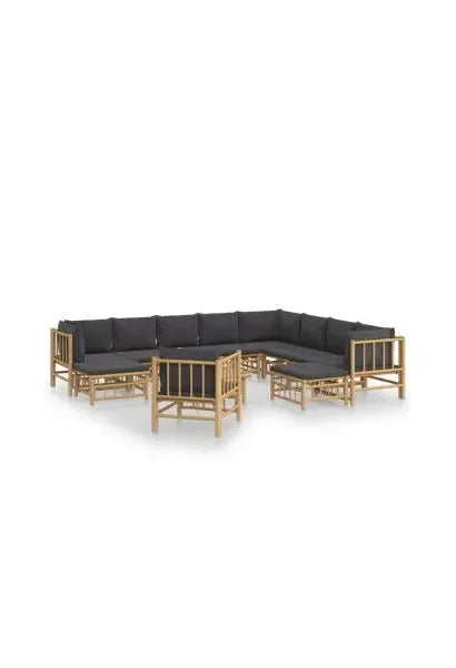 vidaxl_3155226_set_de_sofás_y_silla_con_reposapiés_para_jardín_de_12_piezas_fabricado_en_bambú_con_cojines_grises_vida_xl_0